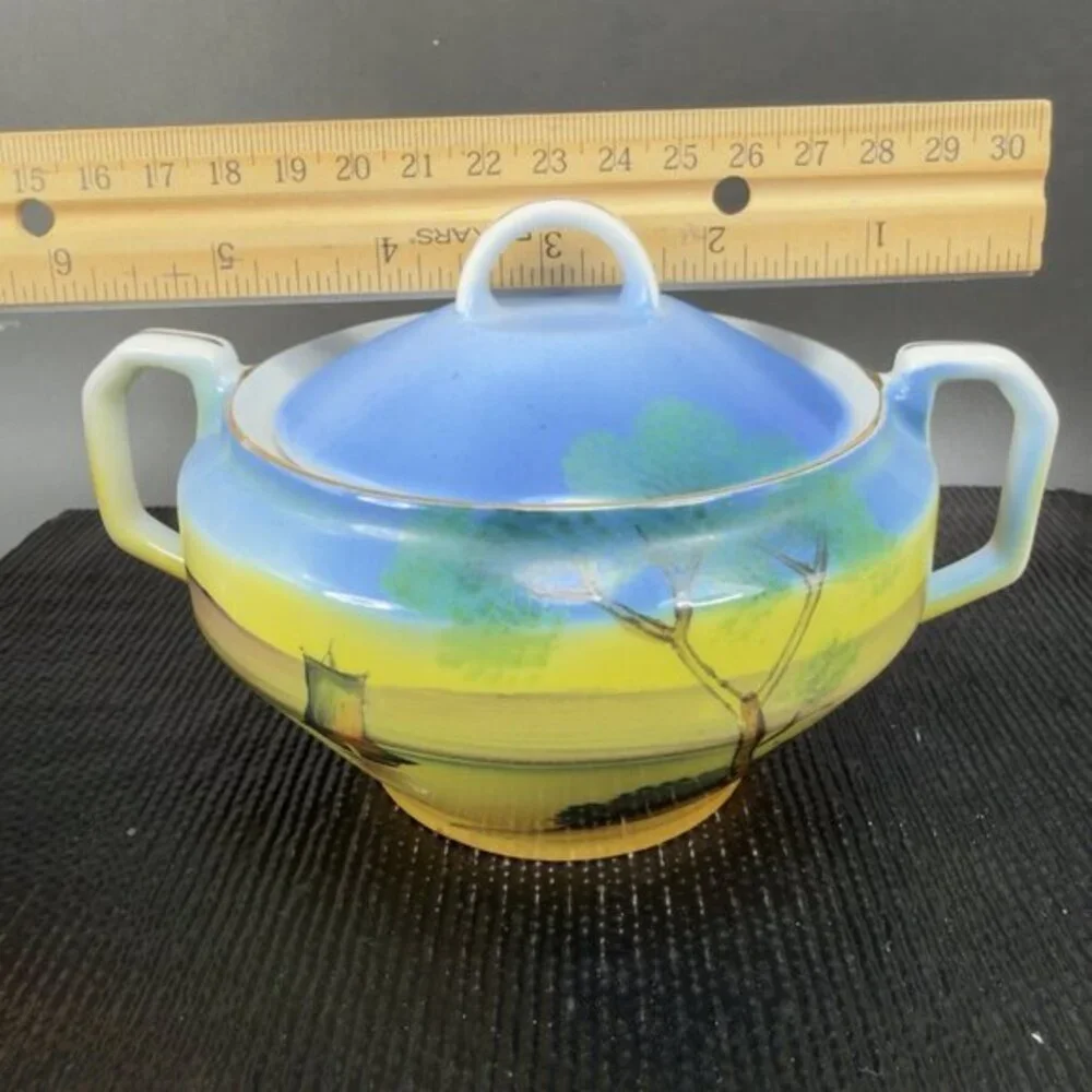 Meito‎ China Chikaramachi Porcelain Sugar And Creamer Set 2 Hand Painted Japan